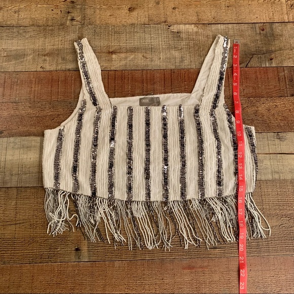 ASOS sequin stripe tank top crop top with bead fringe - 12 - Picture 5 of 6